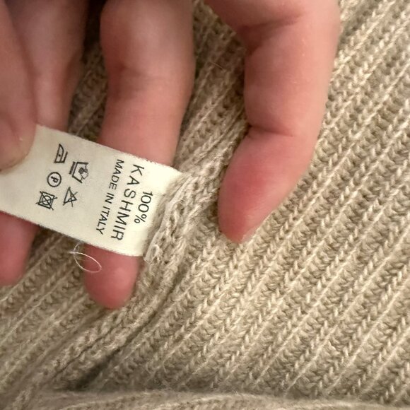 Riccardo Piacenza 100% Cashmere Cardigan Light Brown Chunky Ribbed Old Money M - Picture 7 of 11